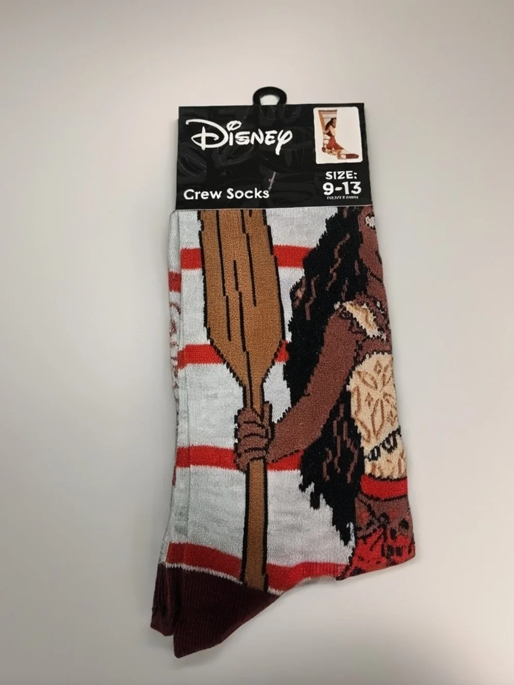 Disney Moana Graphic Crew Socks - Red, Brown, Black, White